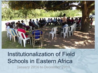 Institutionalization of Field
Schools in Eastern Africa
January 2016 to December 2017
 