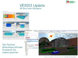 VE2013 Update
VE Gaia Solar Navigator

„Get Position‟
determines altitude
& azimuth for
camera position

 