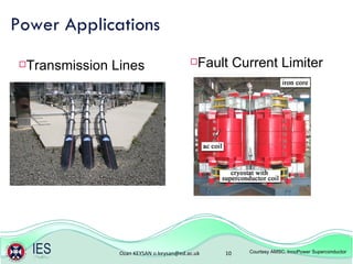 Power Applications Courtesy AMSC, InnoPower Superconductor Transmission Lines Fault Current Limiter 