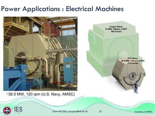 Power Applications : Electrical Machines 36.5 MW, 120 rpm (U.S. Navy, AMSC) Courtesy of AMSC 