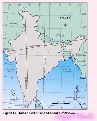 Figure 1.3 : India : Extent and Standard Meridian
 