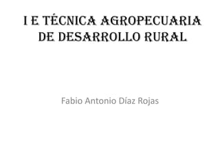 I E TÉCNICA AGROPECUARIA DE DESARROLLO RURAL Fabio Antonio Díaz Rojas 