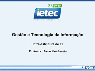 Gestão e Tecnologia da Informação Infra-estrutura de TI Professor:  Paulo Nascimento 