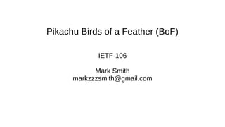 Pikachu Birds of a Feather (BoF)
IETF-106
Mark Smith
markzzzsmith@gmail.com
 
