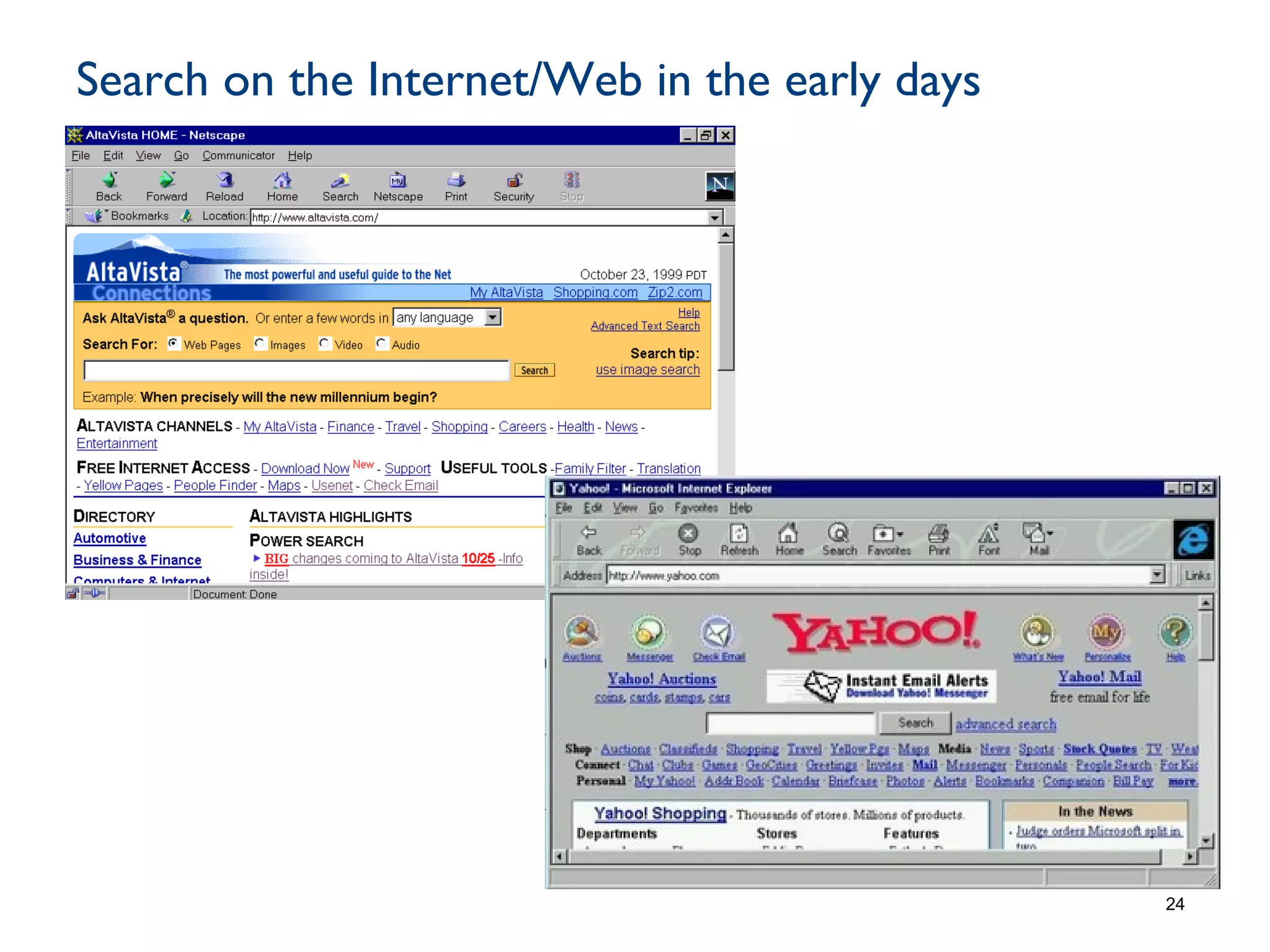 Search on the Internet/Web in the early days
2424
 