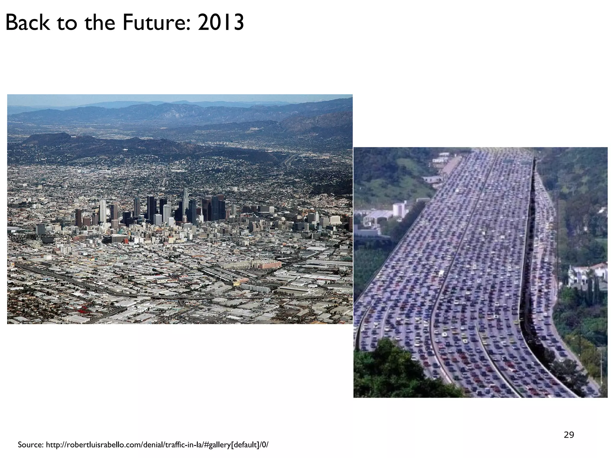29
Source: http://robertluisrabello.com/denial/traffic-in-la/#gallery[default]/0/
Source: wikipedia
Back to the Future: 2013
 