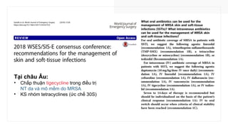 Tại châu Âu:
• Chấp thuận tigecycline trong điều trị
NT da và mô mềm do MRSA
• KS nhóm tetracyclines (ức chế 30S)
 