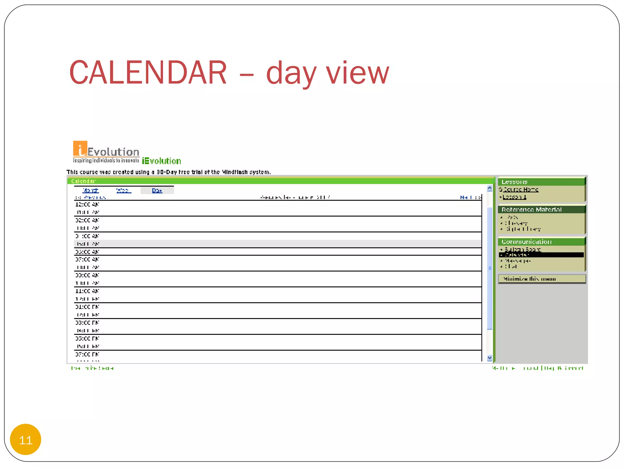 CALENDAR – day view 