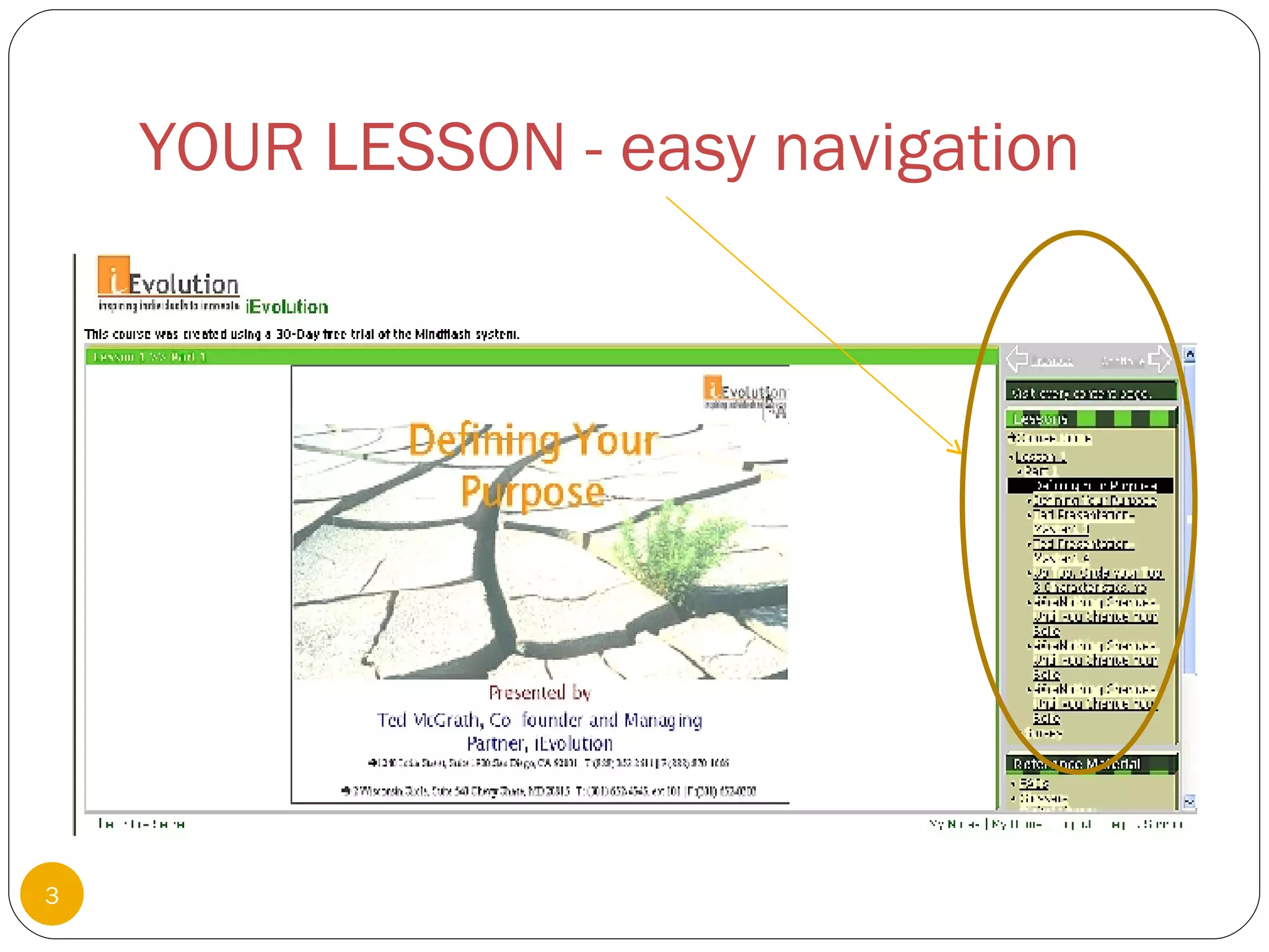 YOUR LESSON - easy navigation 