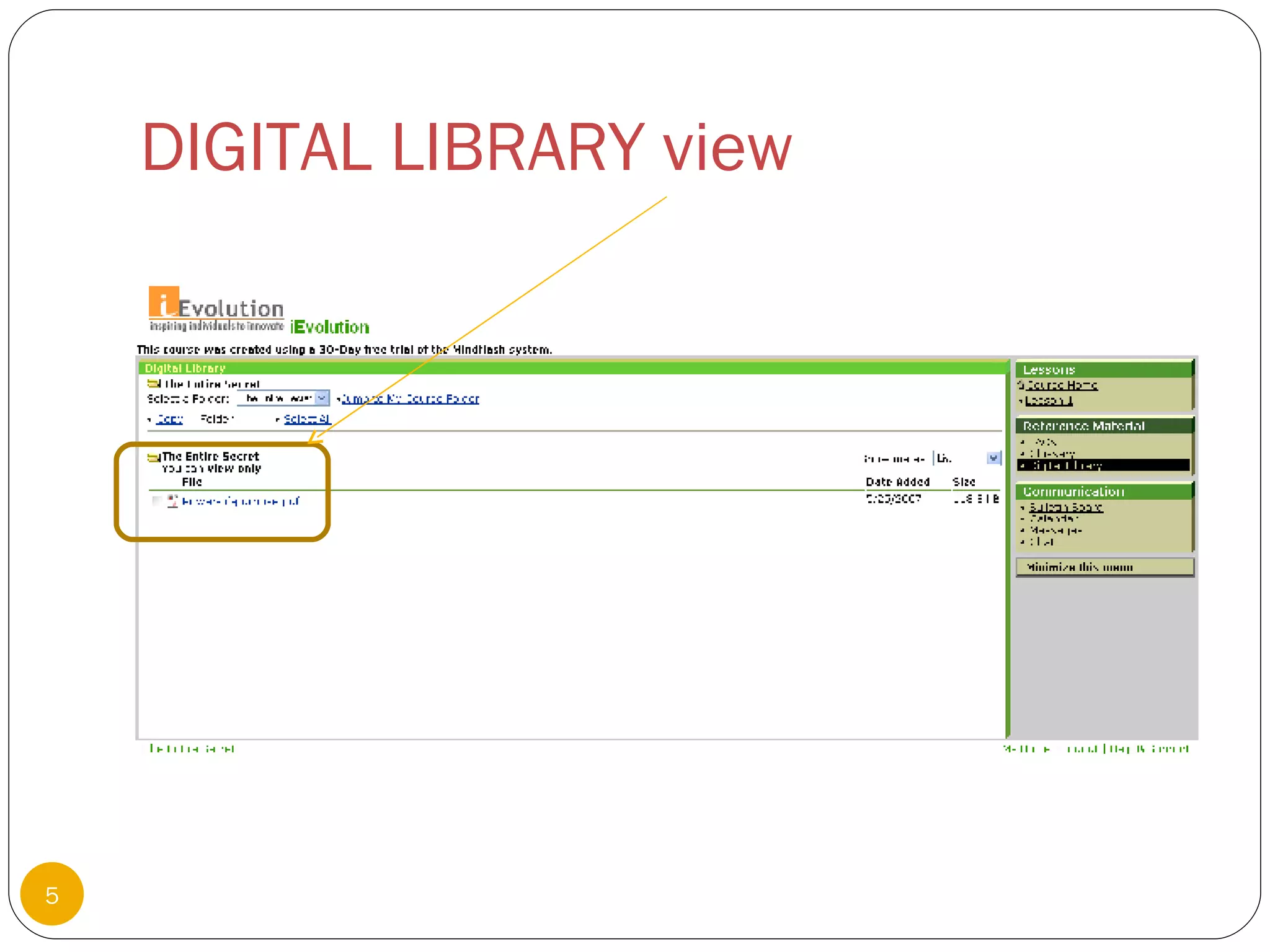 DIGITAL LIBRARY view 