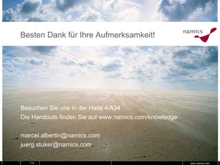 Besten Dank für Ihre Aufmerksamkeit! Besuchen Sie uns in der Halle 4/A34 Die Handouts finden Sie auf www.namics.com/knowledge [email_address] [email_address] 