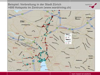 Beispiel: Verbreitung in der Stadt Zürich >600 Hotspots im Zentrum (www.wardriving.ch) 