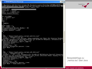 Beispielabfrage zu „namics iex“ über Java 