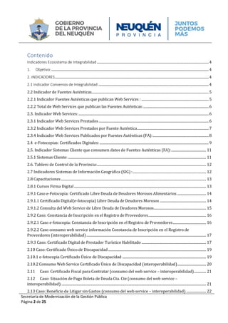 Secretaría de Modernización de la Gestión Pública
Página 2 de 25
Contenido
Indicadores Ecosistema de Integrabilidad..........