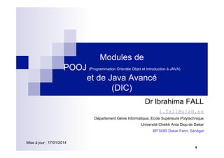 Cours Informatique-ProgrammationOrienteObjetJ&Java Avance-DIC | PDF
