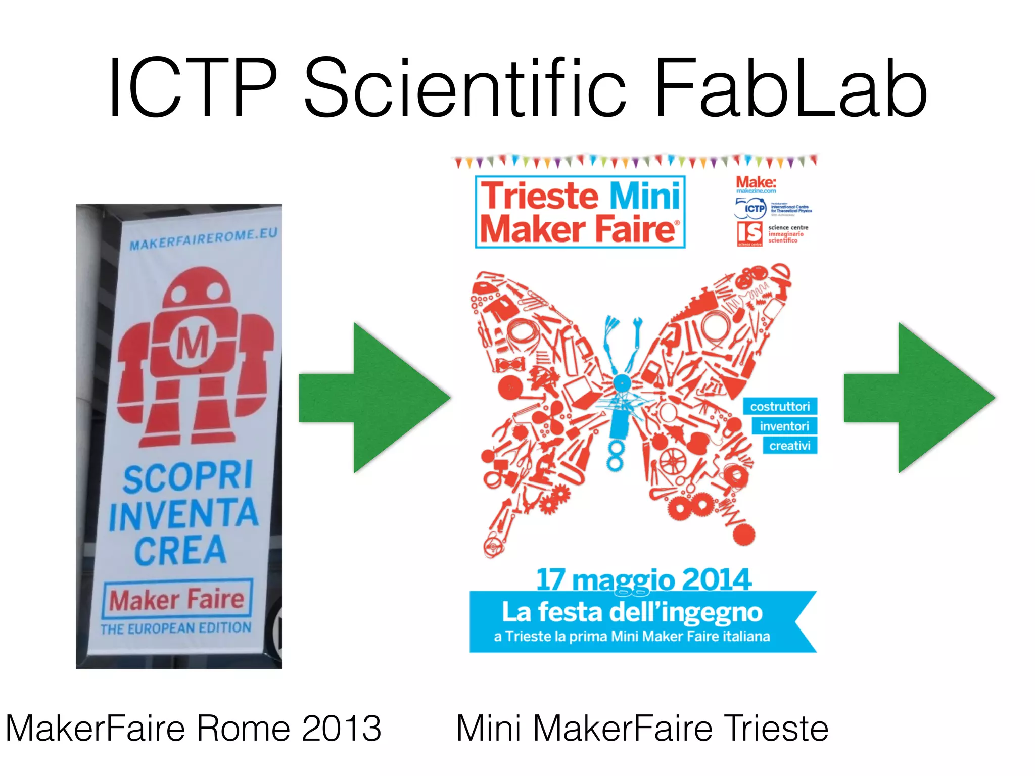 ICTP Scientific FabLab 
MakerFaire Rome 2013 Mini MakerFaire Trieste 
 