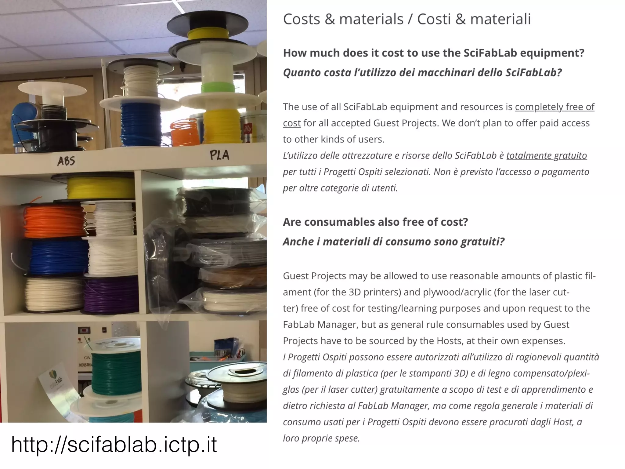 http://scifablab.ictp.it 
 