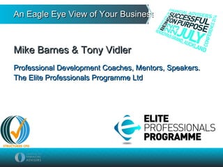 An Eagle Eye View of Your Business…An Eagle Eye View of Your Business…
Mike Barnes & Tony VidlerMike Barnes & Tony Vidler
Professional Development Coaches, Mentors, Speakers.Professional Development Coaches, Mentors, Speakers.
The Elite Professionals Programme LtdThe Elite Professionals Programme Ltd
 