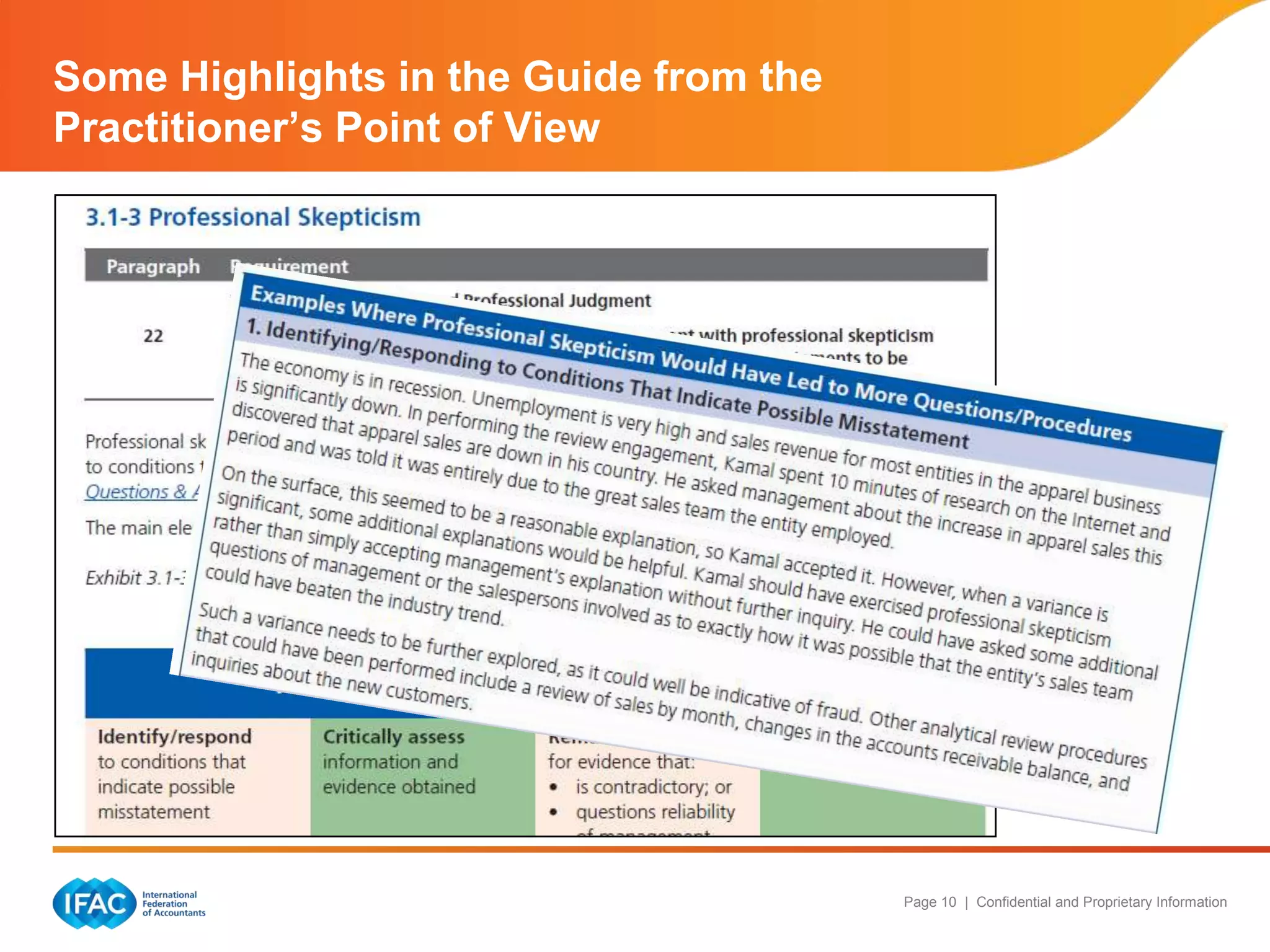 Some Highlights in the Guide from the
Practitioner’s Point of View

Page 10 | Confidential and Proprietary Information

 