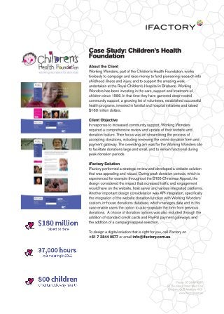 Case Study: Children's Health Foundation by iFactory