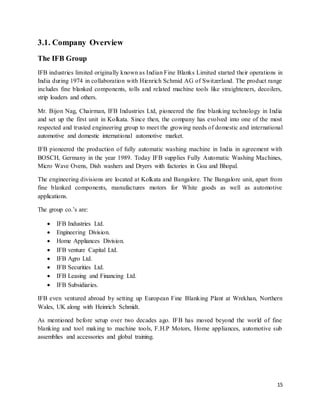 Project on IFB Industries Ltd. | DOCX