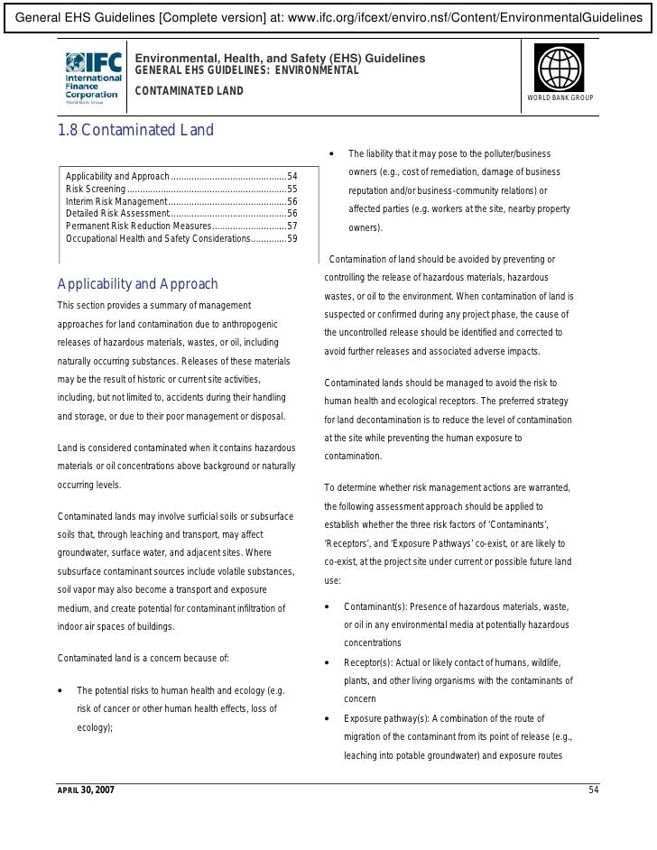 Ifc Guidelines Contaminated Land