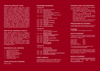 GENESI DEI CONVEGNI IF CRASC
L’istituzione, presso l’Università degli Studi di Napoli
Federico II, del primo Master universitario di II° livello in
Italia e in Europa, specificamente dedicato all’Ingegneria
Forense Civile e Industriale è all’origine dei Convegni IF
CRASC. Accanto al settore tradizionale dell’Ingegneria
Forense Strutturale (tipicamente incentrato sul tema dei
crolli), negli ultimi anni è cresciuta in modo significativo
l’attenzione della comunità scientifica, professionale e civile
non solo sugli aspetti giuridici (procedure e responsabilità)
legati all’attività svolta dagli ingegneri, ma anche al
complesso delle attività sviluppate nei settori dell’Ingegneria
Industriale e dell’Informazione. Ciò ha portato ad estendere
le tematiche dei Convegni dedicati ai Crolli, all’Affidabilità
Strutturale e al Consolidamento, ai molteplici settori
dell’Ingegneria Forense. Il notevole successo conseguito
dai precedenti convegni e dalle iniziative sul medesimo
tema intraprese in Italia e all’Estero dal 2009 ad oggi, ha
consentito all’Associazione Italiana di Ingegneria Forense
(AIF) di organizzare il Convegno IF CRASC ’15 a Roma.
OBIETTIVI DEL CONVEGNO IF CRASC’15
Scopo generale dell’edizione 2015 del Convegno è
promuovere lo scambio di conoscenze e di esperienze
maturate da esponenti del mondo accademico, liberi
professionisti, funzionari di amministrazioni pubbliche,
operatori di aziende private, giuristi e magistrati, nei
rispettivi ambiti di competenza dell’Ingegneria Forense nei
settori Civile, industriale e dell’informazione.
I lavori del convegno prevedono relazioni generali, relazioni
ad invito, presentazioni di memorie ed una tavola rotonda
avente per oggetto l’individuazione delle principali
problematiche giuridiche e tecnico-scientifiche di interesse
per l’Ingegneria Forense.
TEMI PRINCIPALI DEL CONVEGNO
 Aspetti Giuridici dell’Ingegneria
 Ingegneria Forense Civile
 Ingegneria Forense Industriale
 Ingegneria Forense dell’Informazione
 Ingegneria Forense Strutturale
 Affidabilità strutturale
 Consolidamento delle strutture
 Sostenibilità strutturale
LINGUE UFFICIALI DEL CONVEGNO
Italiano e inglese
PROGRAMMA PRELIMINARE
14 maggio 2015
8.30 - 9.30 Registrazione congressisti
9.30 - 9.45 Apertura dei lavori
9.45 - 10.15 Saluti delle Autorità
10.15 - 10.45 Relazione generale del Presidente AIF
Prof. Ing. Nicola Augenti
Università degli Studi di Napoli Federico II
10.45 - 11.30 Relazione ad invito
Dott. Franco Roberti
Procuratore Nazionale Antimafia
11.30 - 12.00 Pausa caffè
12.00 - 13.30 I Sessione: IF Strutturale
13.30 - 14.30 Pausa pranzo
14.30 - 16.30 II Sessione: IF Strutturale
16.30 - 17.00 Pausa caffè
17.00 - 18.30 III Sessione: IF Civile
19.00 - 20.30 Cocktail di benvenuto
15 maggio 2015
9.30 - 10.00 Relazione ad invito
Prof. Ing. Alessandro De Stefano
Politecnico di Torino
10.00 - 10.45 Sessione speciale:
Problemi di strutture temporanee
10.45 - 11.30 IV Sessione: IF Strutturale
11.30 - 12.00 Pausa caffè
12.00 - 13.30 V Sessione: Consolidamento
13.30 - 14.30 Pausa pranzo
14.30 - 16.30 VI Sessione: Affidabilità strutturale
16.30 - 17.00 Pausa caffè
17.00 - 18.30 Sessione speciale:
Fire investigation
16 maggio 2015
9.30 - 10.00 Relazione ad invito
Prof. Norbert Delatte
Cleveland State University, USA
10.00 - 11.30 VII Sessione: Aspetti giuridici
11.30 - 12.00 Pausa caffè
12.00 - 13.30 VIII Sessione: IF Industriale e dell’Informazione
13.30 - 13.45 Conclusioni del Convegno
CREDITI FORMATIVI
La partecipazione al Convegno rilascia 9 CFP totali che
saranno riconosciuti, nella misura di 3 CFP al giorno,
previa certificazione della presenza all’intera giornata.
CONTRIBUTI SCRITTI DEI PARTECIPANTI
Le memorie definitive non dovranno avere estensione
superiore a 12 pagine e dovranno essere:
- redatte seguendo strettamente il modello contenuto
nel file “Paper_Template_AIF” reperibile alla pagina
“Sommari e memorie” del sito
http://www.aifitalia.it/ifcrasc15/memorie.html;
- inviate in formato .doc e in formato .pdf camera
ready entro e non oltre il 6 marzo 2015 all’indirizzo
ifcrasc15@stronger2012.com;
- accompagnate dalla ricevuta di versamento della
quota di iscrizione o della quota stampa memorie
PRESENTAZIONE DEI CONTRIBUTI
La presentazione orale sarà consentita ai soli autori che
avranno regolarizzato l’iscrizione completa al Convegno.
SCADENZE
6 marzo 2015: Termine tassativo invio memorie
QUOTE DI ISCRIZIONE
Le quote di iscrizione comprendono gli Atti del Convegno,
i coffee break, i pranzi e il cocktail di benvenuto previsto
per la sera del 14 maggio 2015.
Quota ordinaria 300 €
Quota soci AIF 250 €
Quota ridotta 200 €*
Quota giornaliera 150 €**
Quota stampa memorie 200 €
* per studenti, dottorandi, borsisti, assegnisti di ricerca
** non comprende gli Atti del Convegno
I versamenti devono essere effettuati sul conto corrente
presso Monte dei Paschi di Siena intestato a Stronger
s.r.l. (codice IBAN IT 11 P 01030 03317 000000258912)
indicando la causale IF CRASC’15
MODULO DI ISCRIZIONE
Scaricare dal sito www.aifitalia.it/ifcrasc15/ifcrasc15.html
alla pagina “Iscrizione” e spedire, compilato in tutte le sue
parti, all’indirizzo di posta elettronica
ifcrasc15@stronger2012.com
 