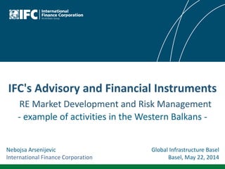 IFC's Advisory and Financial Instruments
RE Market Development and Risk Management
- example of activities in the Western Balkans -
Nebojsa Arsenijevic
International Finance Corporation
Global Infrastructure Basel
Basel, May 22, 2014
 