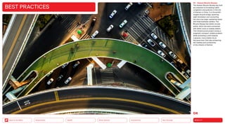 Neo-Ecology
Connectivity
Silver Society
Health
Urbanization MOBILITY
Back to the Menu
03 Xiamen Bicycle Skyway
The Xiamen Bicycle Skyway was built
as a reaction to increasing traffic
congestion and pollution in the city
of Xiamen in China. It is the world’s
longest bicycle bridge, spanning
eight kilometers and connecting
the city’s five major residential areas
and three business centers. The
Bicycle Skyway has eleven access
points, which are each connected
with either a bus or subway station.
This infrastructural project solves a
pragmatic transport-related problem
while promoting a shift towards
a greener, more livable city at
the same time. And also enhancing
the mobility and connectivity
of the citizens of Xiamen.
BEST PRACTICES
04
 