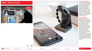 SILVER SOCIETY
Health
Urbanization
Mobility
Neo-Ecology
Connectivity
Back to the Menu
BEST PRACTICES
01 A map for older people
The silver society is characterized by
its agility and high levels of activity.
In order to ensure that older people
aren’t brought to a standstill as a
result of diminishing eyesight,
hearing, control of their bodies and
cognitive skills, Baidu Online
Network Technology developed a
card app with an individual travel
service for older people. In addition
to the objective of making travel
easier and safer, the app attempts to
counteract any possible feelings of
loneliness during the journey with
friendly communication.
02 Don’t pray alone —
Click to pray  E-Rosary
Faith plays an important role for a
large portion of the older population.
Praying and going to church is just
as much part of the normal routine
as a morning cup of coffee. With
declining numbers of active
churchgoers and age-related
mobility problems, it can become
difficult to maintain this routine. The
click-to-pray app can be used for
this, among other things. The
offering is provided in English,
Spanish, Portuguese and French.
Every month, the Pope formulates
his prayer requests, and
the app provides its users with daily
motivation to pray for the challenges
humankind is facing and the mission
of the church. A new initiative of the
Vatican now extends the app with the
addition of a wearable for its users:
the e-Rosary.
0102
 