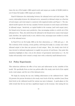 c) further depresses capital and output in steady state, utility actually rises. Since informal 
workers can produce output without capital, the depressed steady state savings rate allows 
for higher consumption. These  