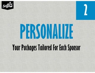 2
Your Packages Tailored For Each Sponsor
PERSONALIZE
 