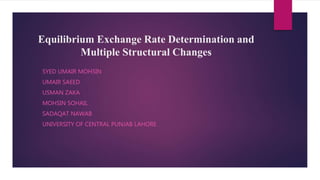 Equilibrium Exchange Rate Determination and
Multiple Structural Changes
SYED UMAIR MOHSIN
UMAIR SAEED
USMAN ZAKA
MOHSIN SOHAIL
SADAQAT NAWAB
UNIVERSITY OF CENTRAL PUNJAB LAHORE
 