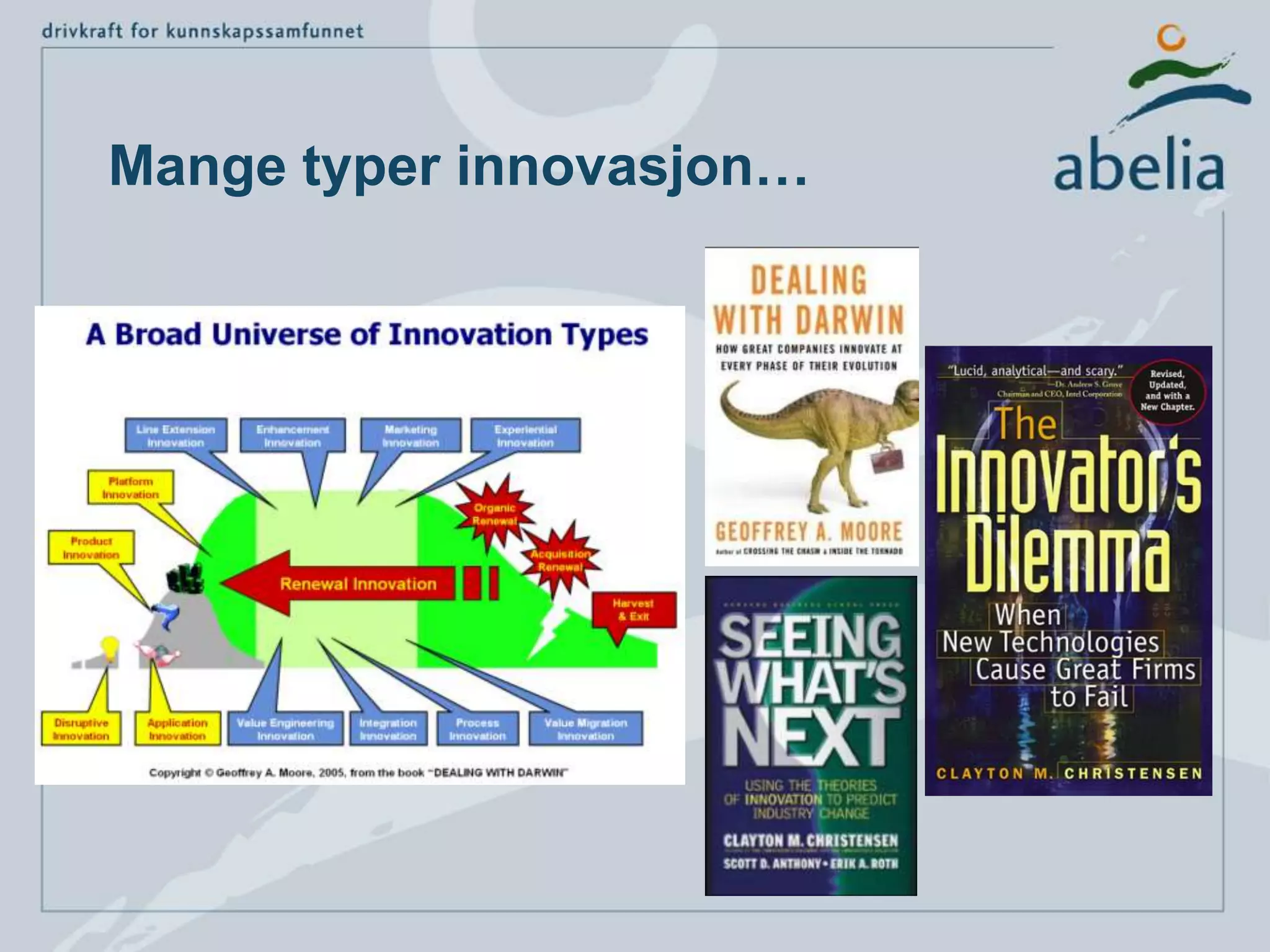 Mange typer innovasjon…