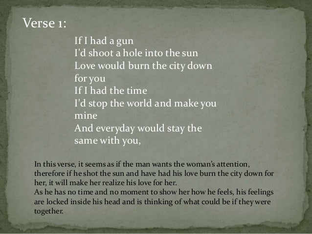 If i had a gun lyric analysis