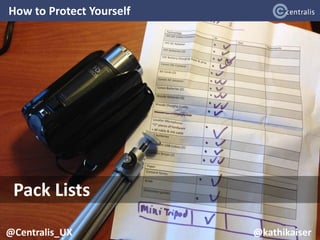 How to Protect Yourself
16
@Centralis_UX
Pack Lists
@Centralis_UX @kathikaiser
 