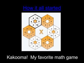 Kakooma
• Web-based OR iPad app: access on
laptop, SmartBoard, iPads
• Play alone or with partner OR whole class
• Choose ...