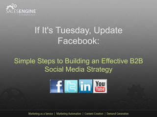 If It's Tuesday, Update
              Facebook:

Simple Steps to Building an Effective B2B
         Social Media Strategy
 