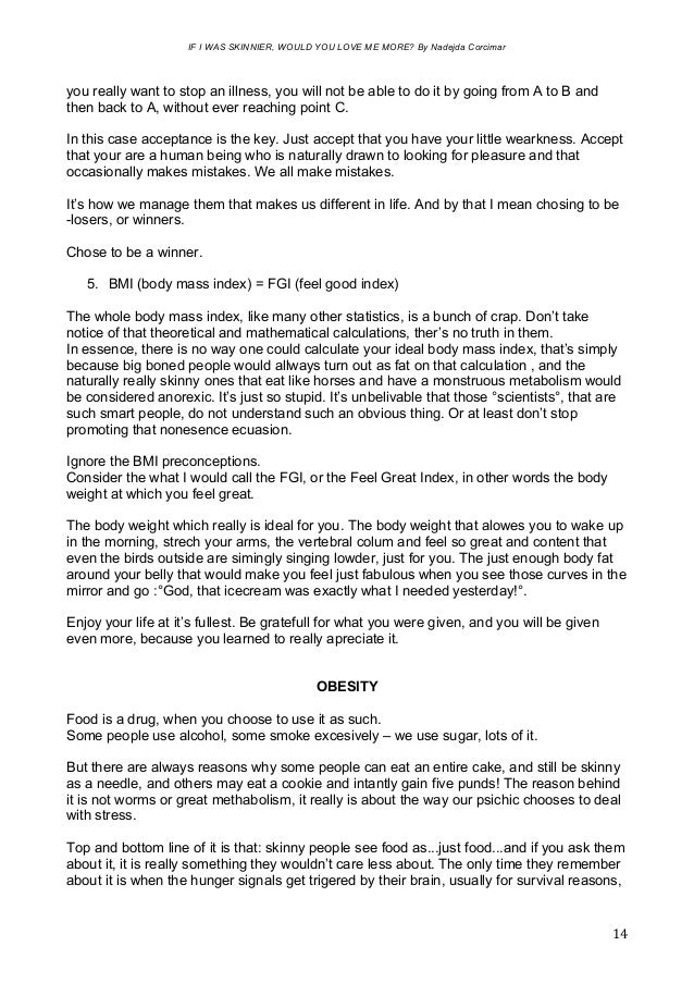 If I Was Skinnier Would You Love Me More