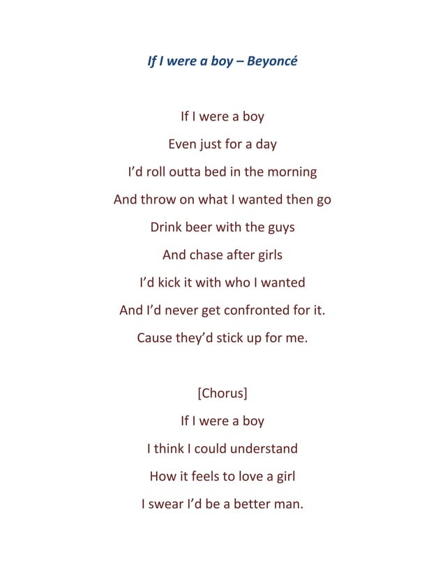 If i were a boy lyrics PDF