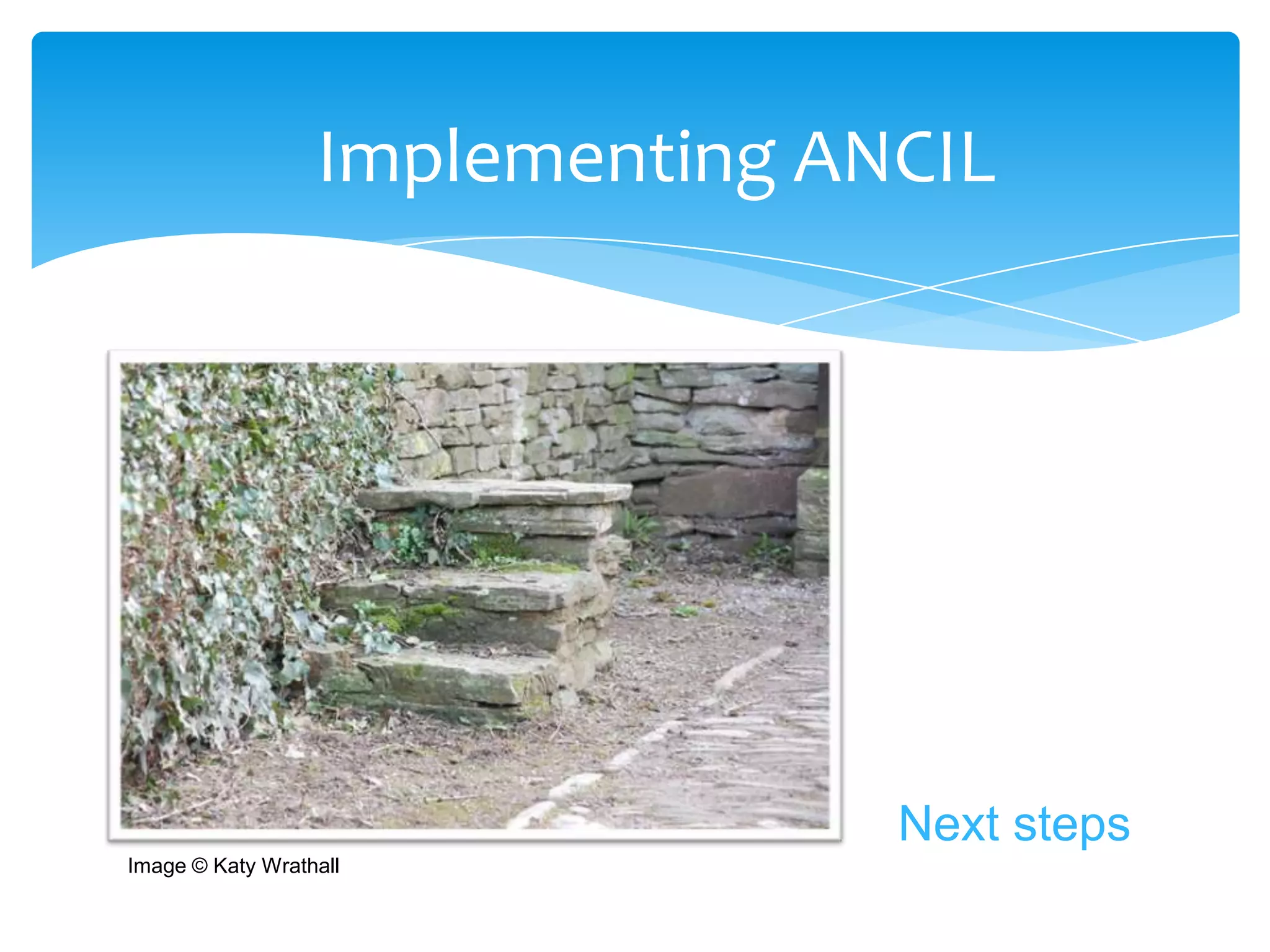 Implementing ANCIL




                                 Next steps
Image © Katy Wrathall
 
