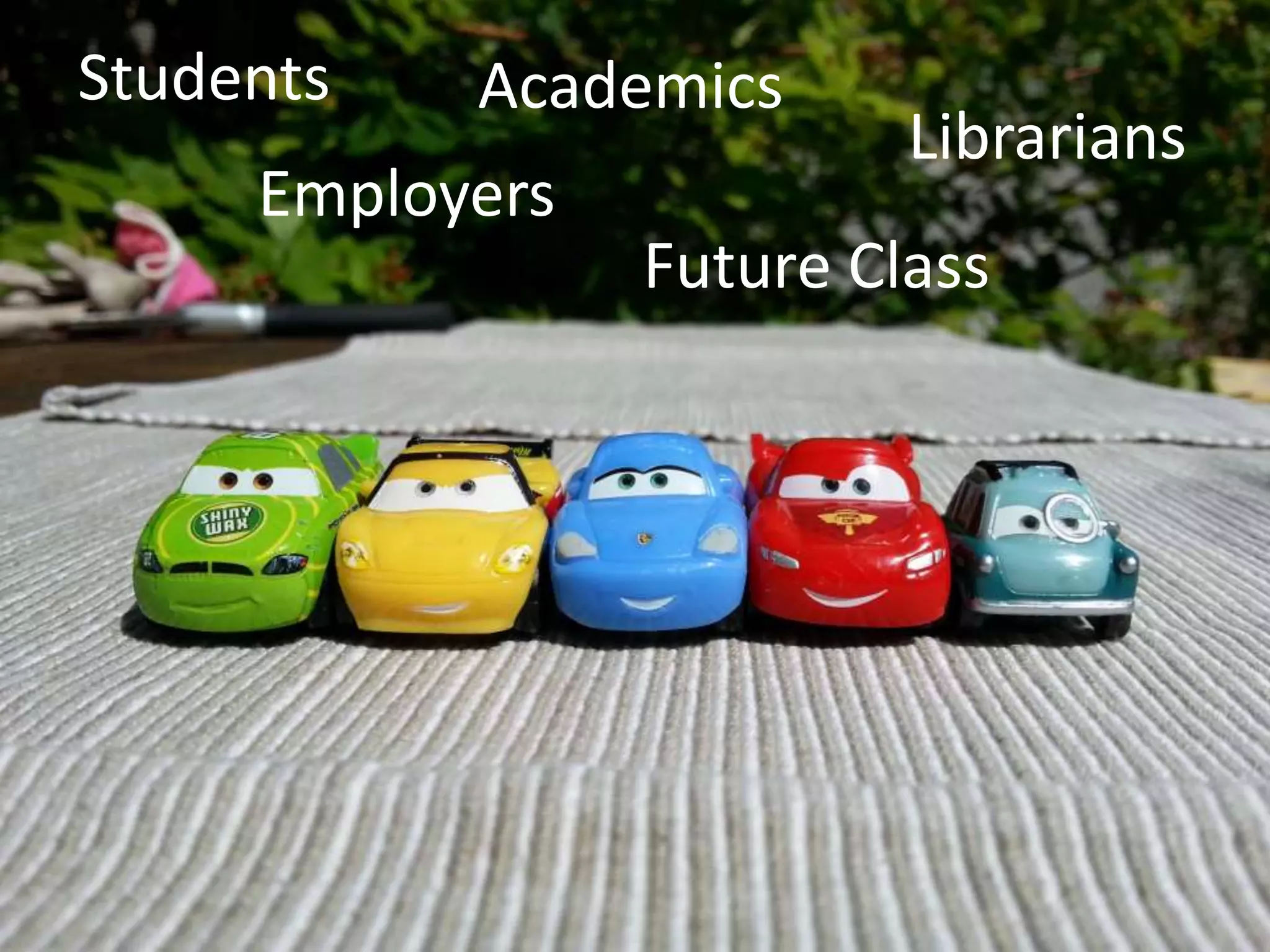 Students
Employers
Academics
Future Class
Librarians
 