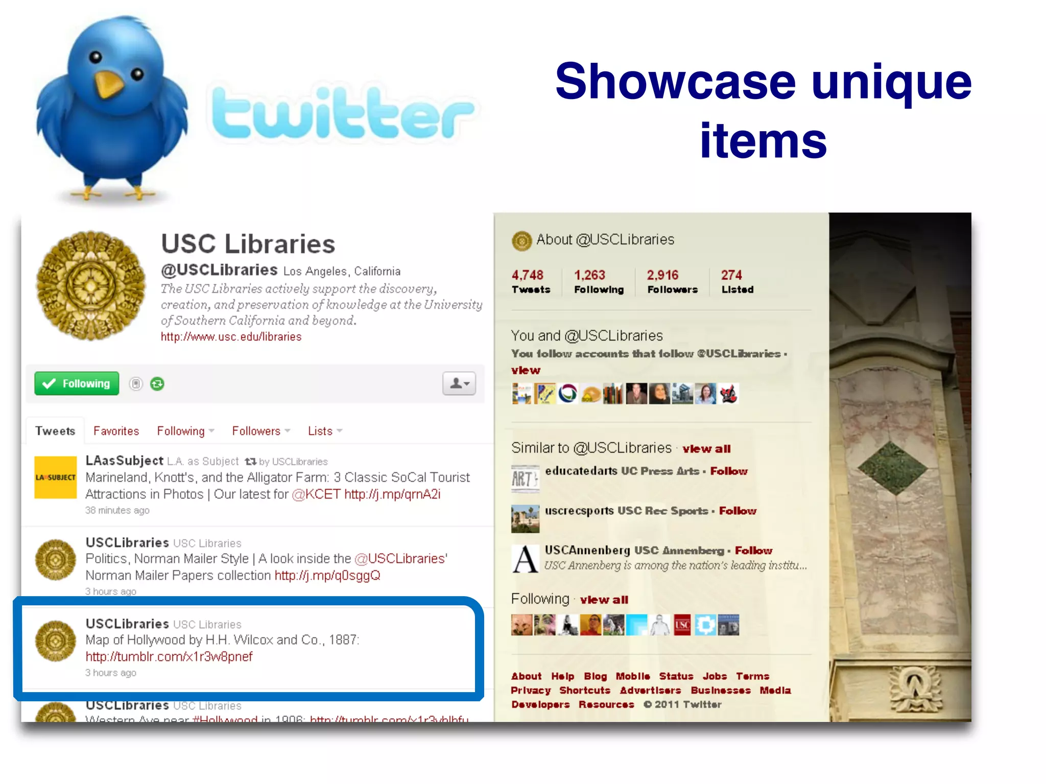 Link to Blog or Website




Using Tumblr
@USC Libraries
links images
from their
archive
 