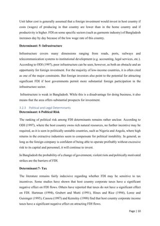 Determinants of Foreign Direct Investment in Bangladesh | PDF