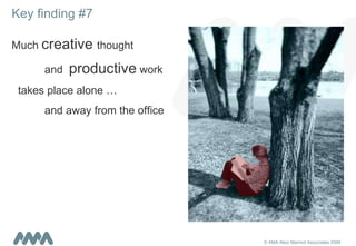 Key finding #7 Much  creative  thought and  productive  work takes place alone …   and away from the office 