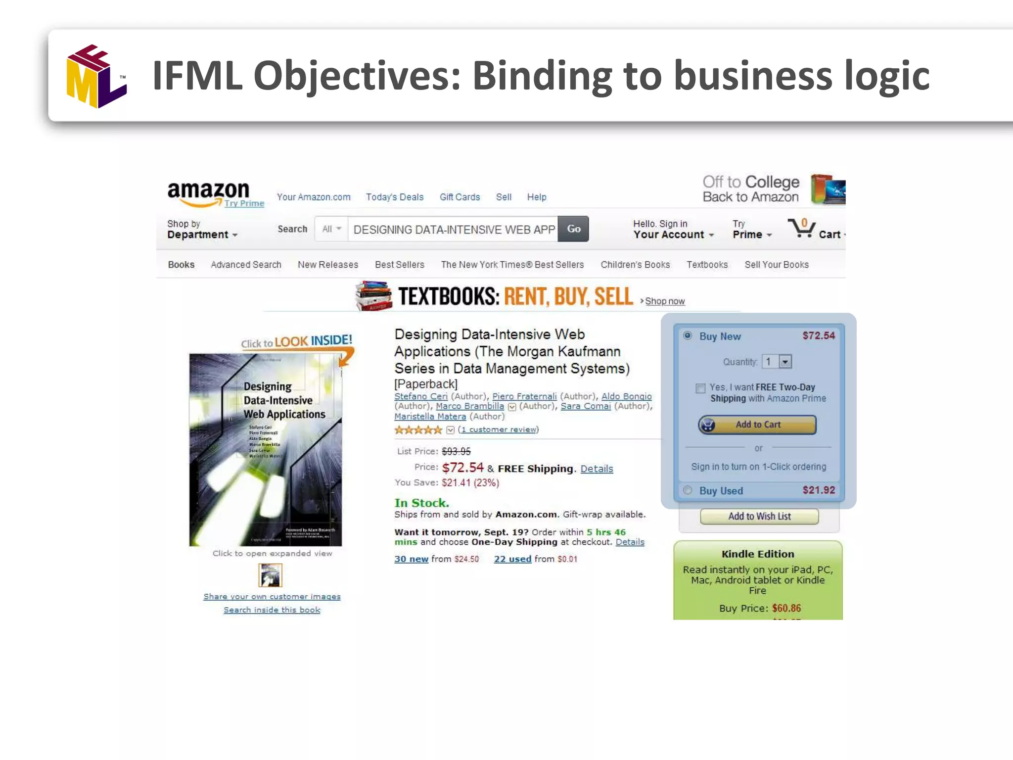 IFML Objectives: Binding to business logic 