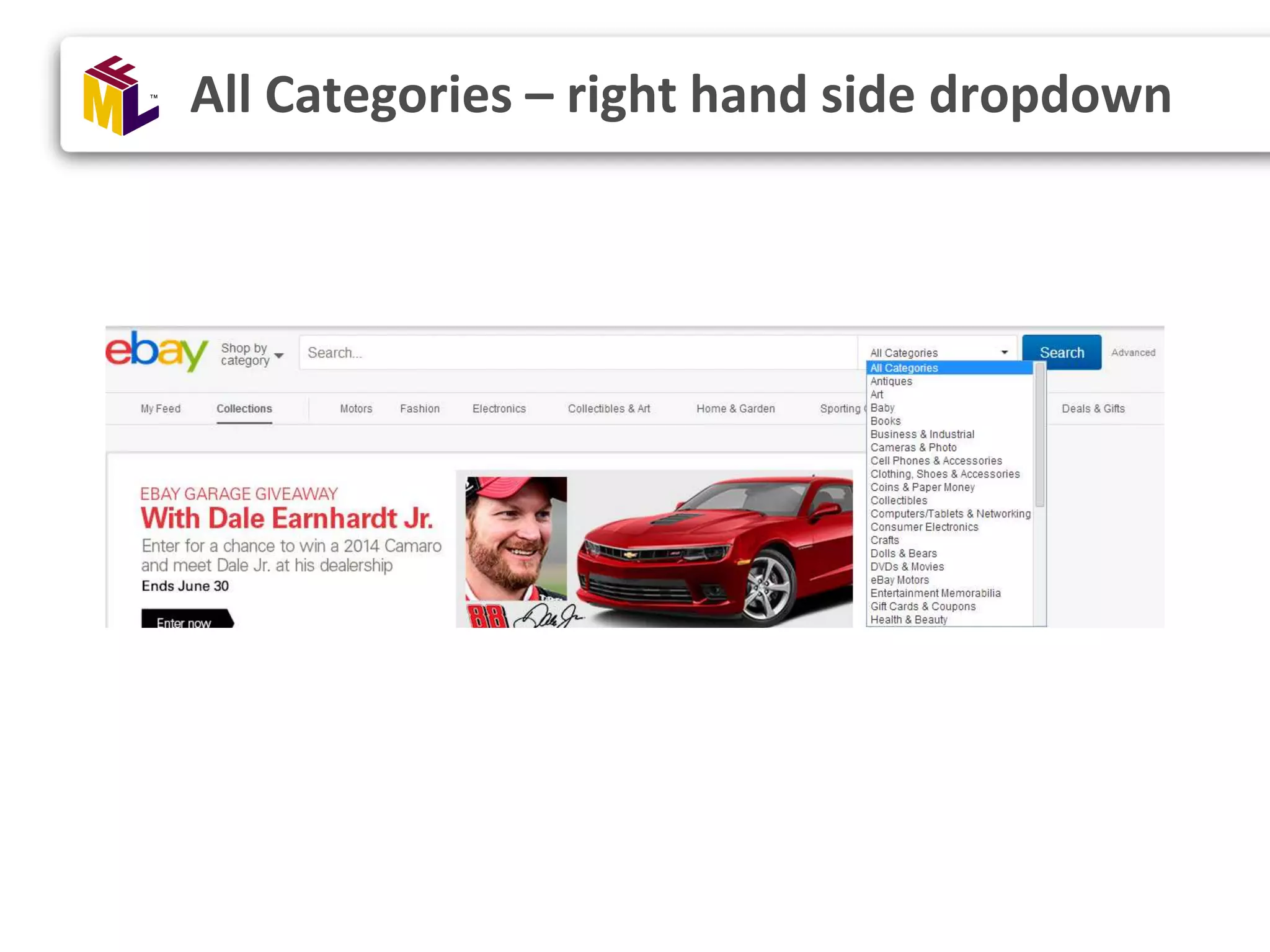 All Categories – right hand side dropdown 