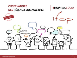 OBSERVATOIRE 
DES RÉSEAUX SOCIAUX 2013 
#IFOPREZOSOCIO 
Connection creates value  