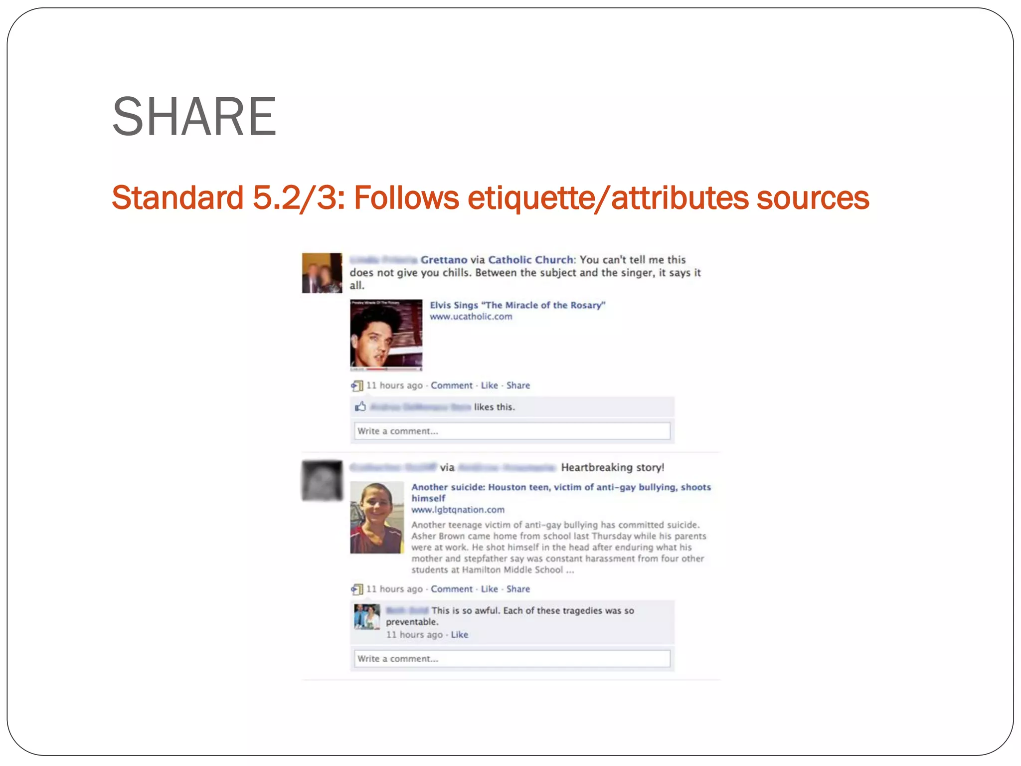 SHARE
Standard 5.2/3: Follows etiquette/attributes sources
 