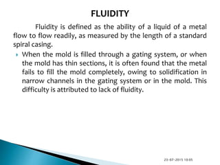 Fluidity Means Introduction to Foundry Metallurgy | PPTX